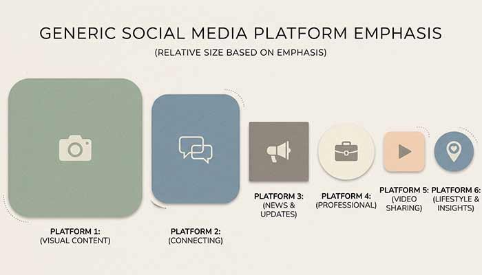 Graphic comparing relative emphasis across different social media platforms