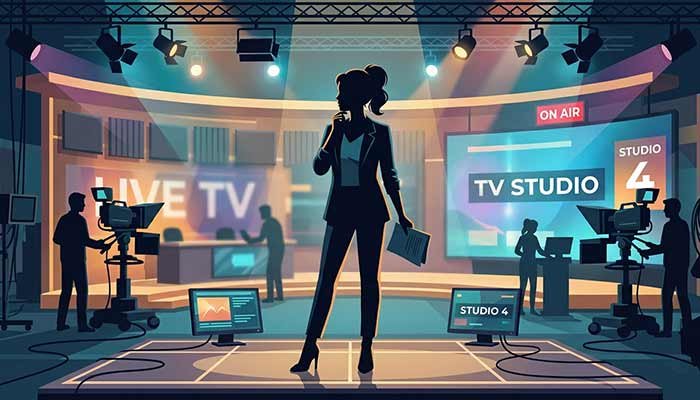Skai Jackson Snapchat: A Full Review of Her Account, Content, and Activity 2 Illustration representing a television actress standing on a studio set